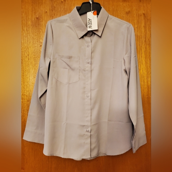🤗3 for $20! Womens Casual Chiffon Long Sleeve button down shirt size Medium - Picture 2 of 5
